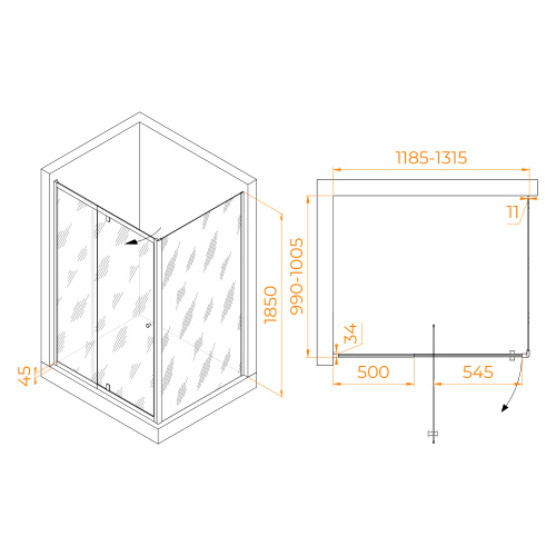 Душевой уголок RGW Passage 41084410-014 120х100 стекло прозрачное профиль черный без поддона - фото 2