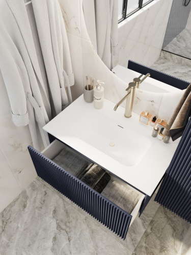 Тумба под раковину La Fenice Terra FNC-01-TER-BG-80 79х45х35 подвесная цвет синий матовый - фото 5