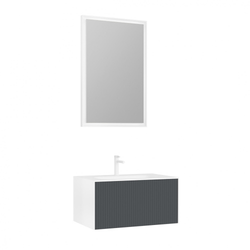 Тумба с раковиной Orka Cube 3000371 80х49х40 цвет антрацит матовый - фото 2