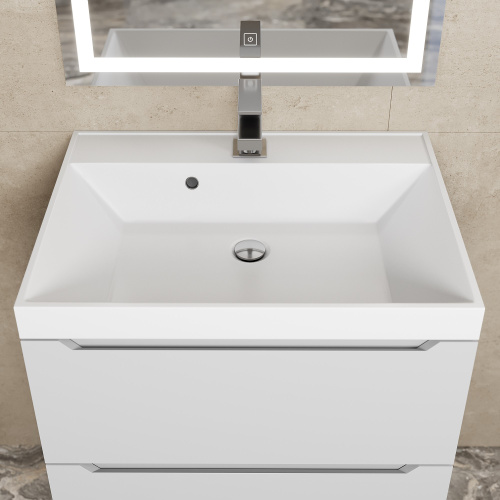 Раковина из литьевого мрамора Uperwood Classic 291020335 60х45 полувстраиваемая цвет белый глянцевый - фото 5