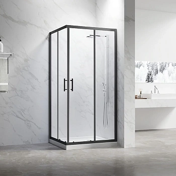 Душевой уголок Veconi Rovigo RV27B-9090-01-C8 90х90 стекло прозрачное профиль черный без поддона