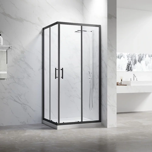 Душевой уголок Veconi Rovigo RV27B-9090-01-C8 90х90 стекло прозрачное профиль черный без поддона