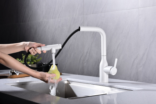 Смеситель для кухни Paulmark VIPER Vi213105-WH на раковину белый матовый - фото 3