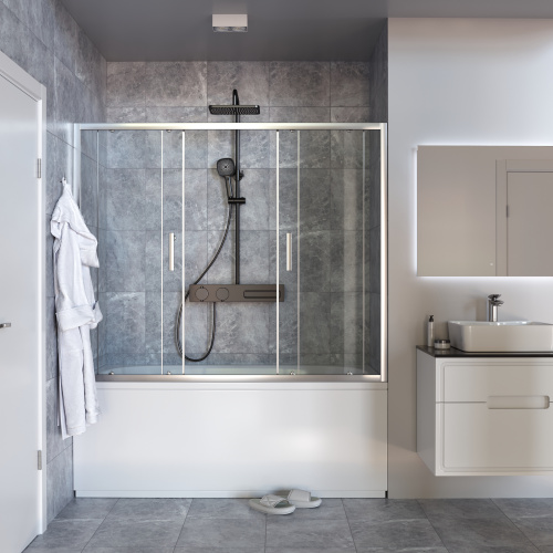 Душевая шторка на ванну Taliente TA-1714CP 170х140 стекло прозрачное профиль хром глянцевый ориентация универсальная - фото 3