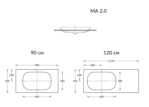 Столешница Kerama Marazzi MAGIA DI VENEZIA MA.2.0.SG519920R\90 90х50 накладная цвет серый - фото 2