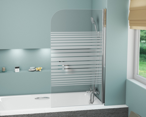 Душевая шторка на ванну Grossman GR-100P 80х140 стекло прозрачное профиль хром глянцевый ориентация универсальная - фото 2