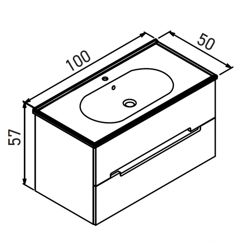 Тумба с раковиной Orka Lodi 5005888 100х50х57 цвет белый/черный - фото 2