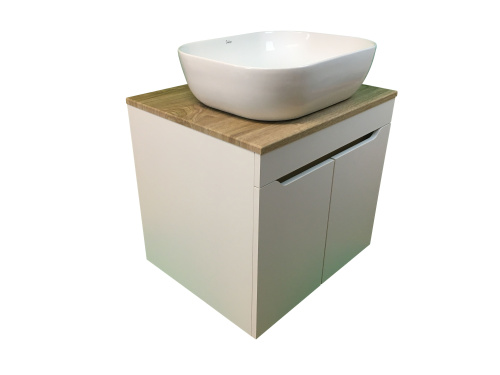 Тумба с раковиной Sintesi STL.W7024_SIN-LVB-APP-403 60х55х50 подвесная цвет белый/коричневый - фото 3