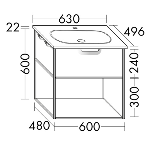 Тумба с раковиной Burgbad Vry SGUJ063F6019GO253C001*1 63х48х60 цвет белый матовый - фото 2