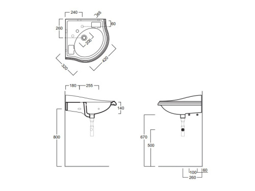 Раковина из санфаянса Simas AR 884 bia 1 hole 58х58 подвесная цвет белый - фото 3