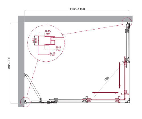 Душевой уголок BelBagno LUCE LUCE-AH-21-115/90-C-Cr 115х90 стекло прозрачное профиль хром глянцевый без поддона - фото 2