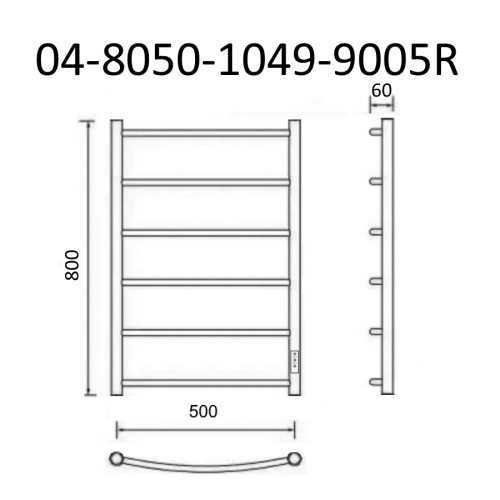 Полотенцесушитель Маргроид Вид 4 04-8050-1049-9005R 53х80 электрический черный матовый - фото 5