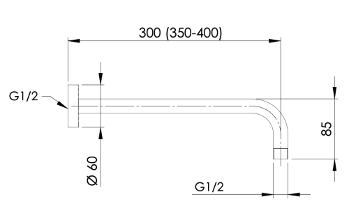 Кронштейн для верхнего душа 40 см Remer 343L40 хром - фото 2