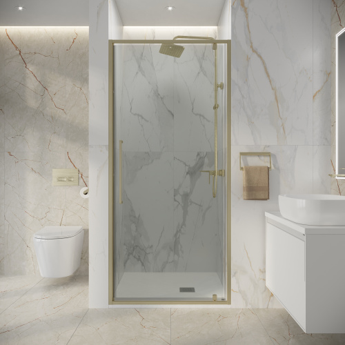 Душевая дверь Niagara Nova NG-45-10ASG 100х195 стекло прозрачное профиль золото брашированное - фото 4