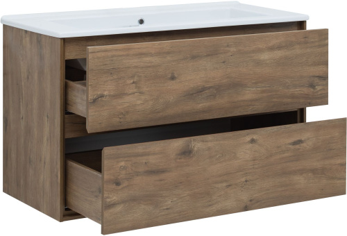 Тумба под раковину Aquanet Милан 00339971 106х46х66 подвесная цвет темное дерево - фото 2