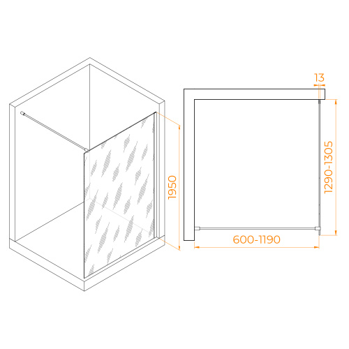 Душевая перегородка RGW Walk In 351001013-14 130х195 стекло прозрачное профиль черный - фото 2