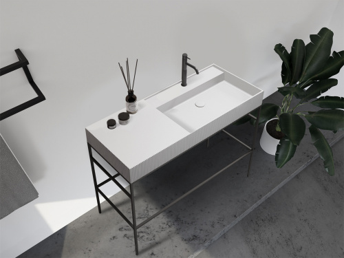 Консоль с раковиной Abber AS2647 120х48х85 напольная цвет черный - фото 4