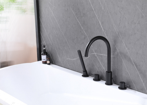 Смеситель ABBER Wasser Kreis AF8113B на борт ванны черный матовый - фото 2