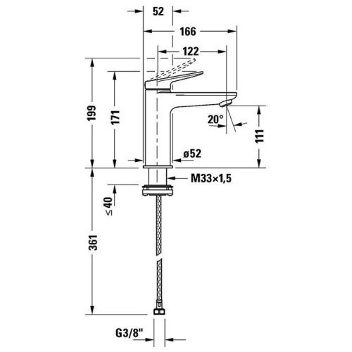 Смеситель Duravit Viu WA1020002010 (новый арт. WA1020002C10) на раковину хром - фото 2