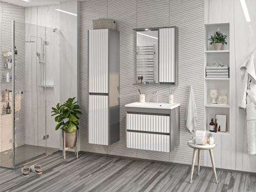 Зеркало-шкаф Brevita Balaton BAL-04065-01-01П 63х14х80 подвесной цвет белый/серый - фото 5