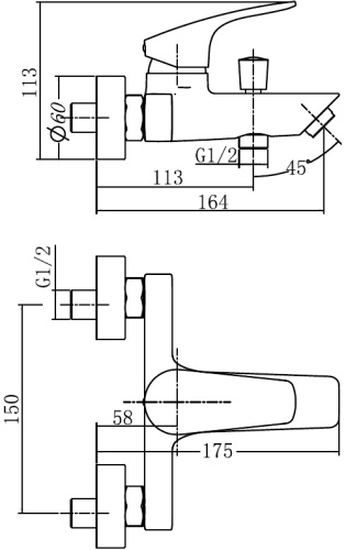 Смеситель для ванны с душем Aquanet Static AF330-20B настенный черный - фото 3