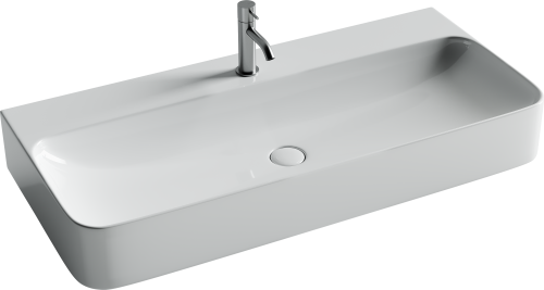 Раковина из сантехнического фарфора Ceramica Nova AURA CN2007 100х47 подвесная цвет белый 1 отверстие под смеситель - фото 2