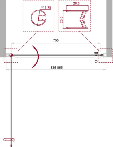 Душевая дверь BelBagno UNO UNO-B-1-85-C-Cr 85х190 стекло прозрачное профиль хром глянцевый - фото 2