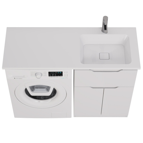 Раковина из литьевого мрамора Dreja Wing 100120R 120х48 подвесная цвет белый 1 отверстие под смеситель - фото 4