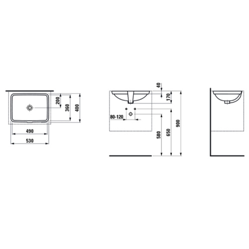 Раковина керамическая Laufen Pro 49 см 8.1196.1.000.109.1 встраиваемая цвет белый без отверстий под смеситель - фото 2