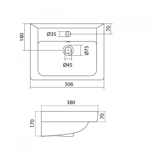 Раковина керамическая Onika Тигода 1WH302128 51х38 накладная цвет белый 1 отверстие под смеситель - фото 4