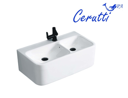 Раковина из сантехнического фарфора Cerutti SPA СТ9700 75х40 подвесная цвет белый 1 отверстие под смеситель - фото 2