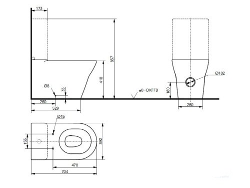 Унитаз напольный с бачком Toto CW161Y белый без сиденья безободковый смыв торнадо - фото 3