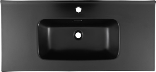 Раковина керамическая Aquanet Flat 00329257 101х47 полувстраиваемая цвет черный 1 отверстие под смеситель - фото 2