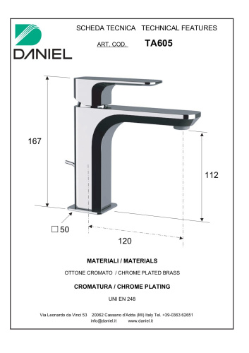 Смеситель Daniel Tiara TA605-GO на раковину графит - фото 2