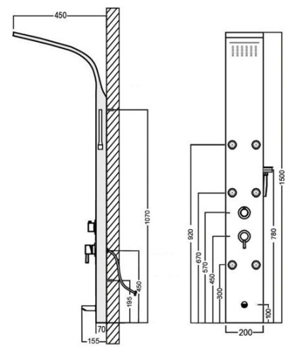 Душевая панель Aquanet Galaxy AP40-05 прямоугольная настенная - фото 5