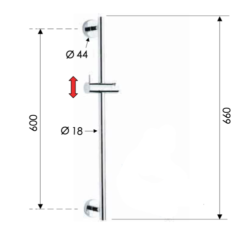 Душевая штанга Remer 317M настенная цвет хром - фото 2