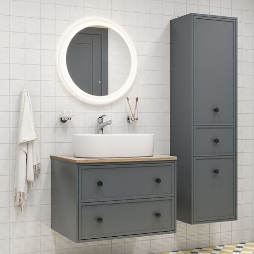 Шкаф-пенал IDDIS Torr TOR40D0i97 40х30х150 подвесной цвет серый - фото 4