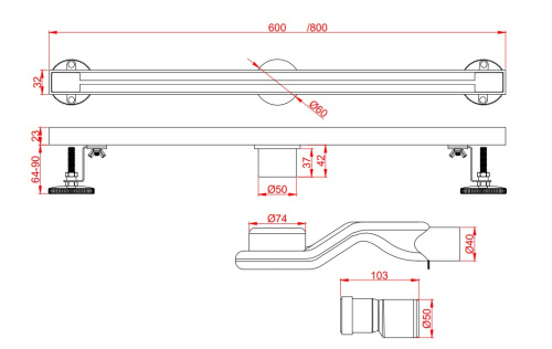 Душевой лоток AltroBagno Stella AltroBagnoStella071224BG напольный - фото 2