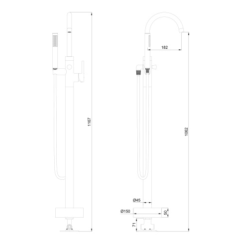 Смеситель для ванны и душа Wonzon & Woghand STICK WW-88649017-CR напольный хром - фото 2