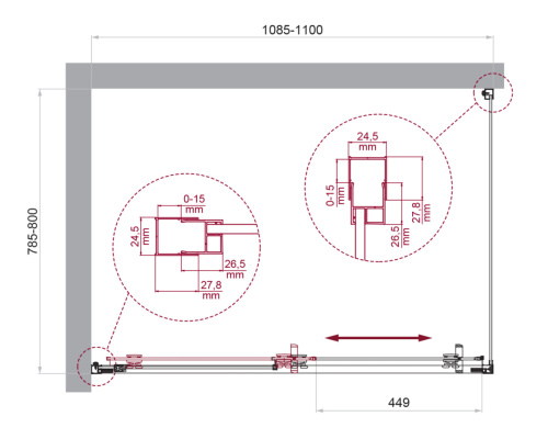Душевой уголок BelBagno LUCE LUCE-AH-1-110/80-C-Cr 110х80 стекло прозрачное профиль хром глянцевый без поддона - фото 2