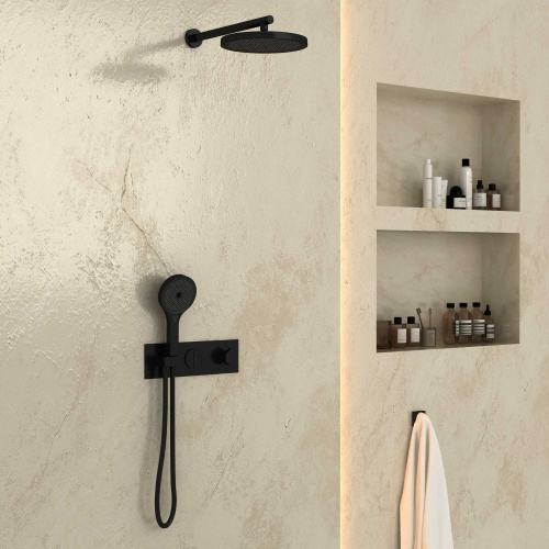 Душевая система Vincea VSFW-422T2MB встраиваемая в стену с термостатом