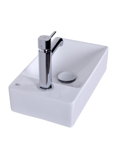 Раковина из сантехнического фарфора Orange B05-375RW 38х22 подвесная цвет белый глянцевый 1 отверстие под смеситель - фото 3