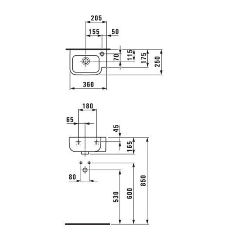 Раковина керамическая Laufen Form 36 см 8.1667.5.000.106.1 подвесная цвет белый 1 отверстие под смеситель - фото 2