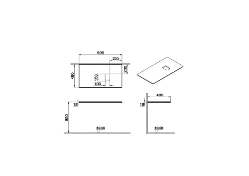 Столешница Vitra Origin 65862 91х48 накладная цвет дуб - фото 2