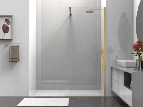 Душевая перегородка Vincea Walk in HS VSW-1HS900CLG 90х200 стекло прозрачное профиль золото брашированное - фото 2