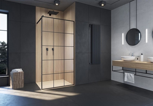 Душевой уголок Cerutti SPA MUZA T100 100х100 стекло прозрачное с рисунком профиль черный без поддона - фото 2