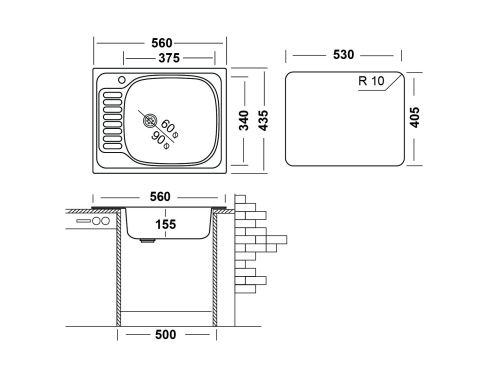 Кухонная мойка Ukinox Классика CLM560.435 ---5K 2L 44х56 цвет нержавеющая сталь поверхность матовая - фото 3