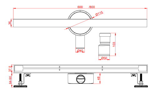 Душевой лоток AltroBagno Trave AltroBagnoTrave071217MB в стену - фото 2