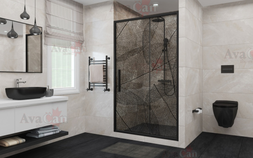 Душевая дверь AvaCan FB140 160х195 стекло тонированное профиль черный - фото 3