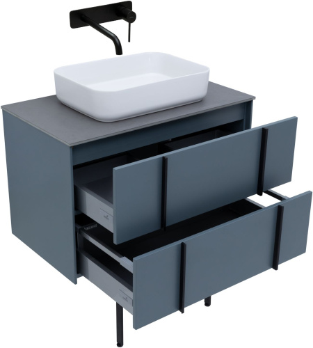 Тумба под раковину Allen Brau Reality 1.32005.BGM 80х46х50 подвесная цвет синий/серый - фото 4
